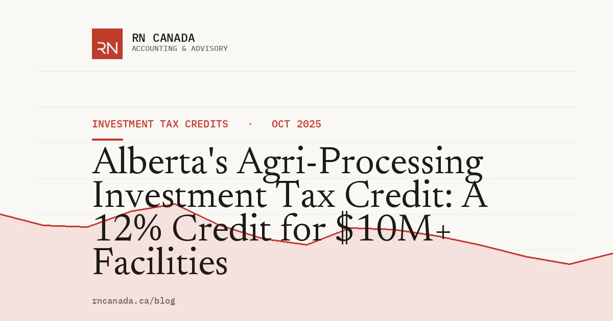 Alberta's Agri-Processing Investment Tax Credit: A 12% Credit for $10M+ Facilities