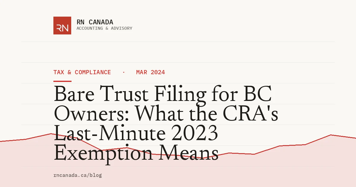 Bare Trust Filing for BC Owners: What the CRA's Last-Minute 2023 Exemption Means