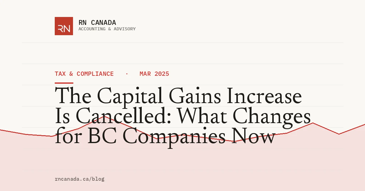 The Capital Gains Increase Is Cancelled: What Changes for BC Companies Now