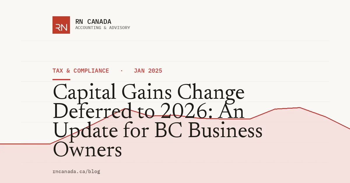 Capital Gains Change Deferred to 2026: An Update for BC Business Owners
