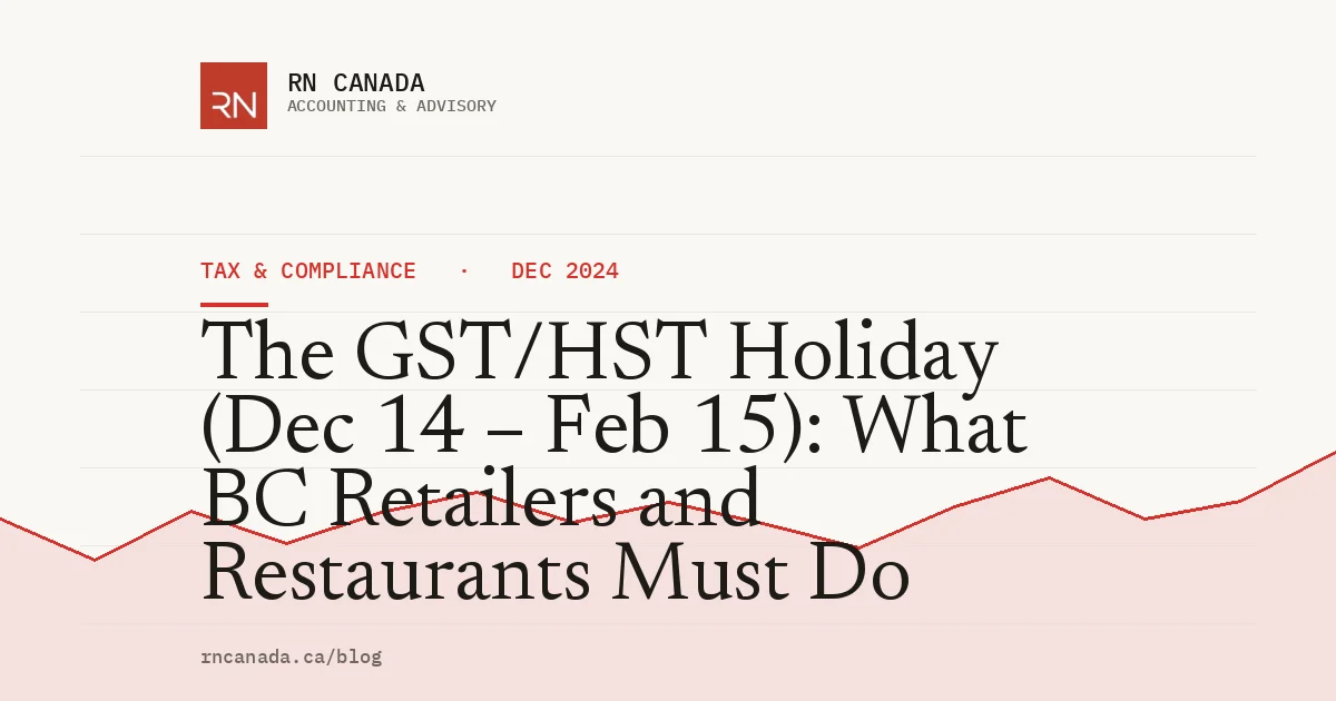 The GST/HST Holiday (Dec 14 – Feb 15): What BC Retailers and Restaurants Must Do