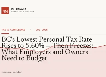 BC's Lowest Personal Tax Rate Rises to 5.60% — Then Freezes: What Employers and Owners Need to Budget
