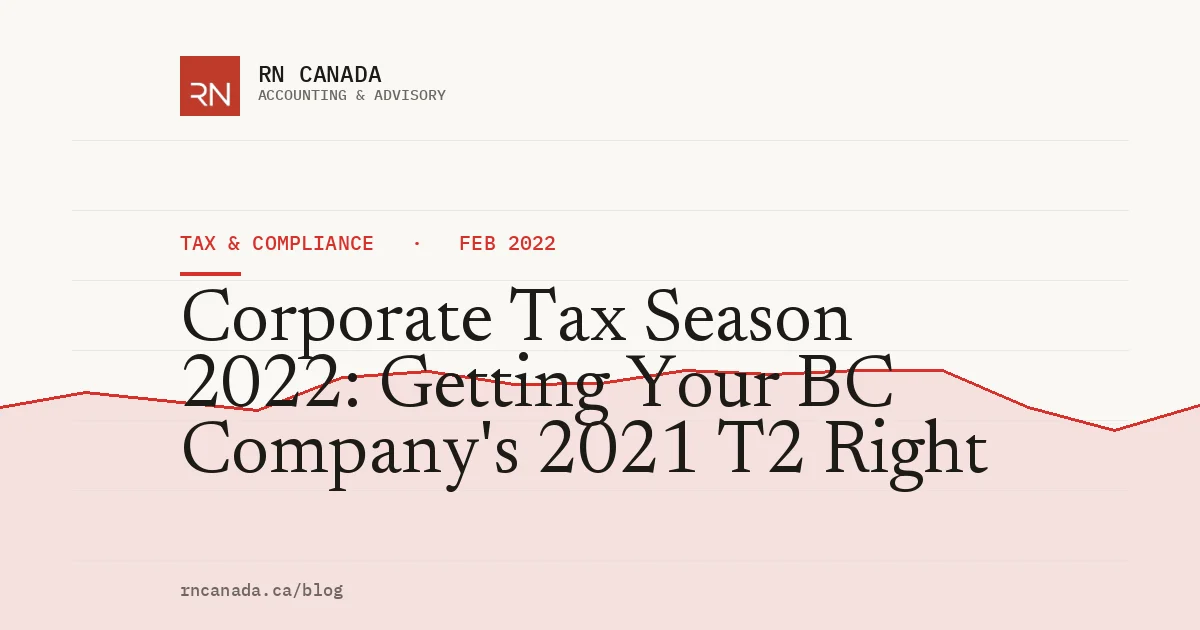Corporate Tax Season 2022: Getting Your BC Company's 2021 T2 Right