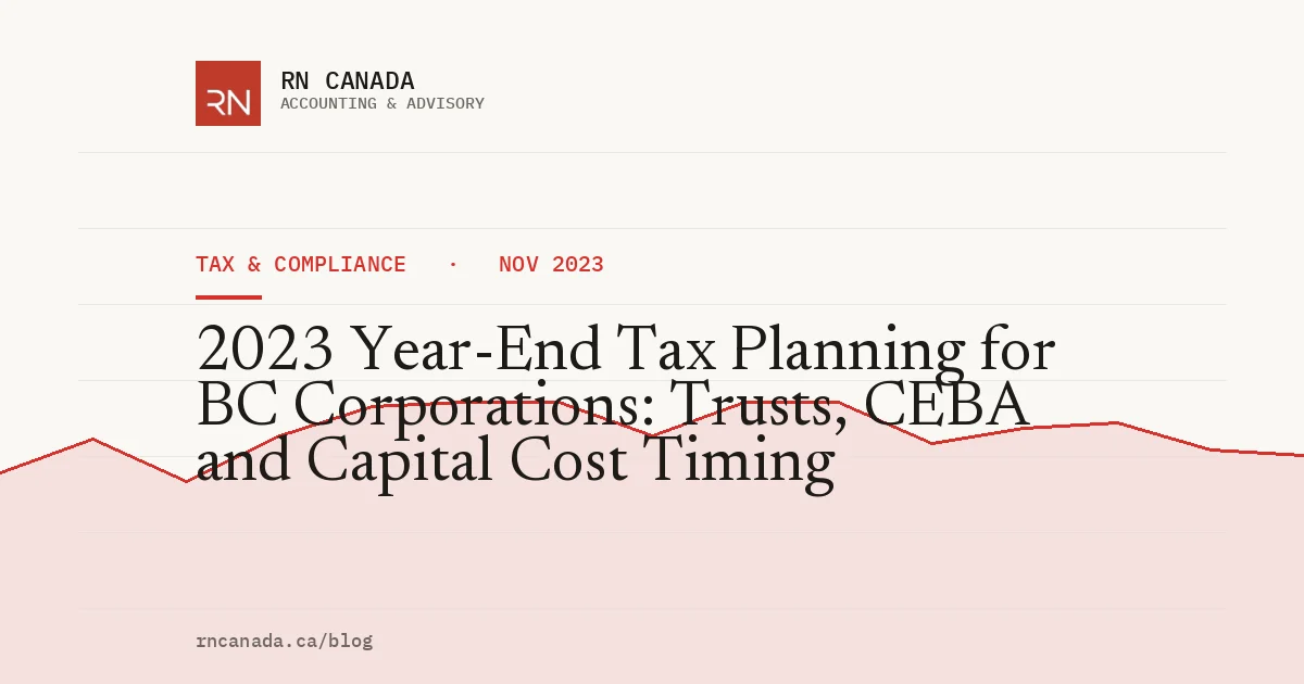 2023 Year-End Tax Planning for BC Corporations: Trusts, CEBA and Capital Cost Timing