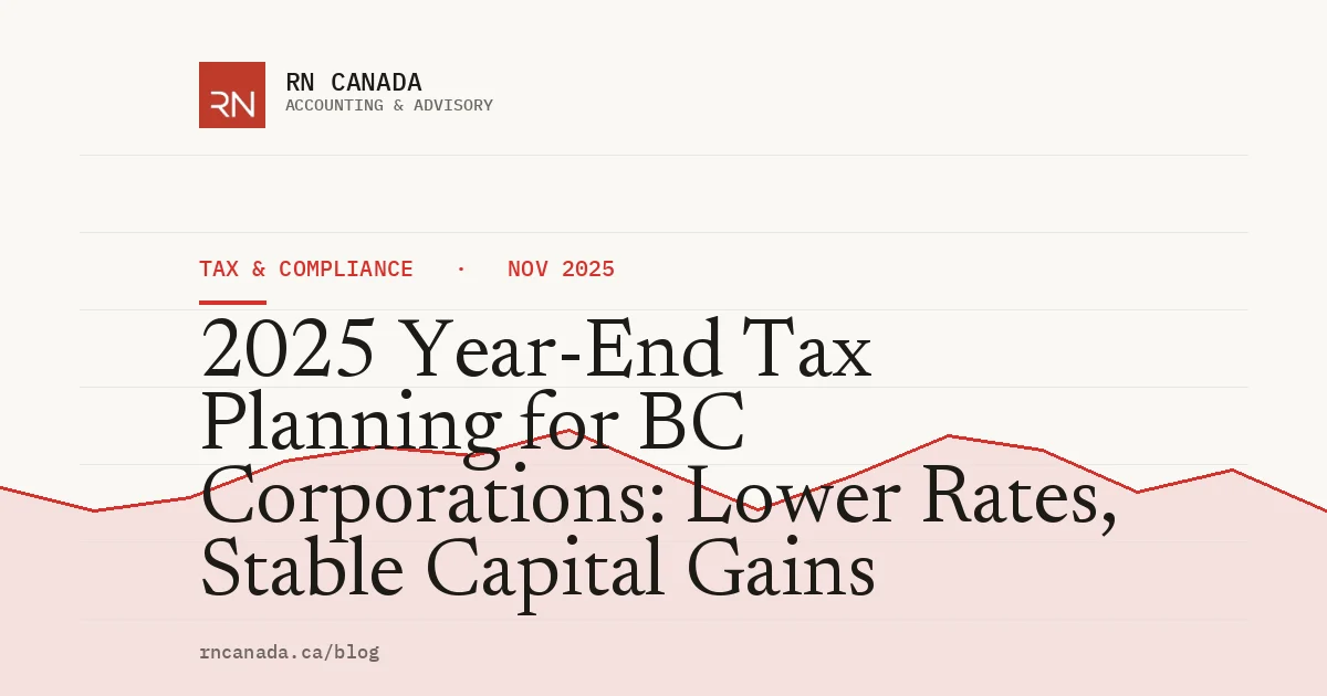 2025 Year-End Tax Planning for BC Corporations: Lower Rates, Stable Capital Gains