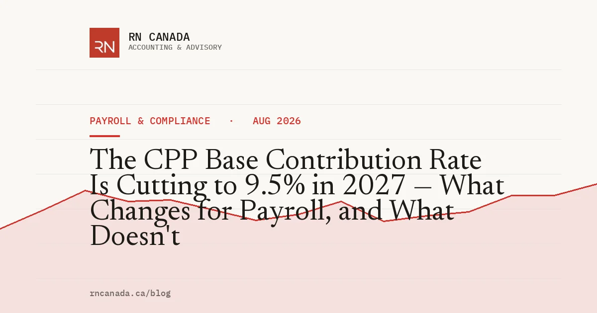The CPP Base Contribution Rate Is Cutting to 9.5% in 2027 — What Changes for Payroll, and What Doesn't