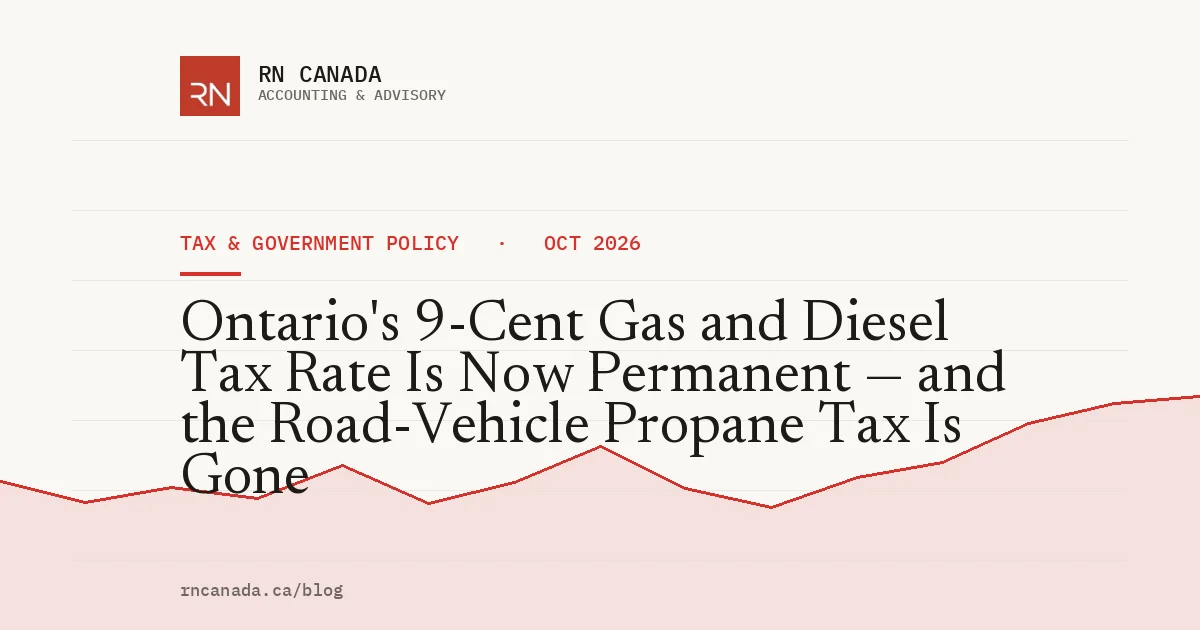 Ontario's 9-Cent Gas and Diesel Tax Rate Is Now Permanent — and the Road-Vehicle Propane Tax Is Gone